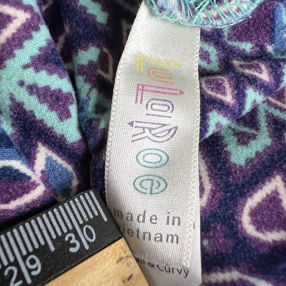 LulaRoe Leggings Tall & Curvy Aztec Colorful Purple Blue Black 0703 - Picture 4 of 5